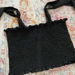 smocked tie crop top